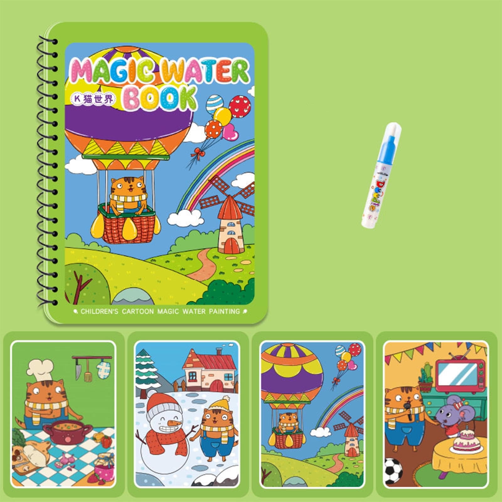 Blueek Magical Watercolor Painting Book Set for KIDS - Reusable & Mess ...