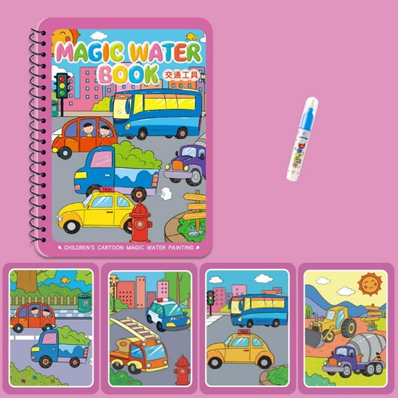 Blueek Magical Watercolor Painting Book Set for KIDS - Reusable & Mess-Free Coloring with Pen - Ideal Travel Art Kit,Pink