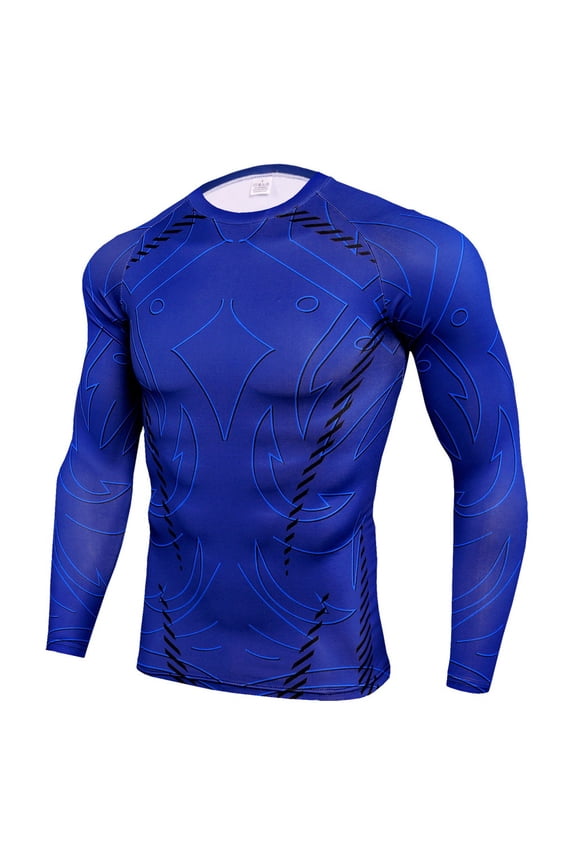 Men'S Elastic Fitness Long Sleeve Fast Drying Tops Long Pants Sports Tight Suit