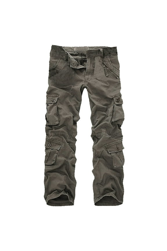 Men'S Fashion Casual Cotton Multi-Pocket Outdoors Work Trouser Cargo Long Pants