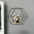 thumbnail image 1 of Blueek Modern Wall Mounted Hexagonal Floating Shelves - Metal & Wood Decor Storage for Bedroom, Living Room, Office - Black, 1 of 7