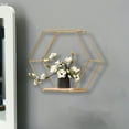 thumbnail image 1 of Blueek Modern Wall Mounted Hexagonal Floating Shelves - Metal & Wood Decor Storage for Bedroom, Living Room, Office - Gold/White/Black, 1 of 7