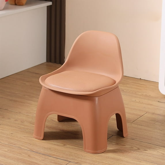 Blueek Plastic Small Backrest Stool, Reinforced Stability & Detachable Design, Decorative & Practical Household Chair for Living Room(Orange,S)