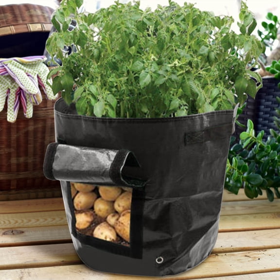 Blueek Potato Planter Grow Bag with Side Window - 5 Gallon Capacity - Durable PE Container for Indoor/Outdoor Planting,Black