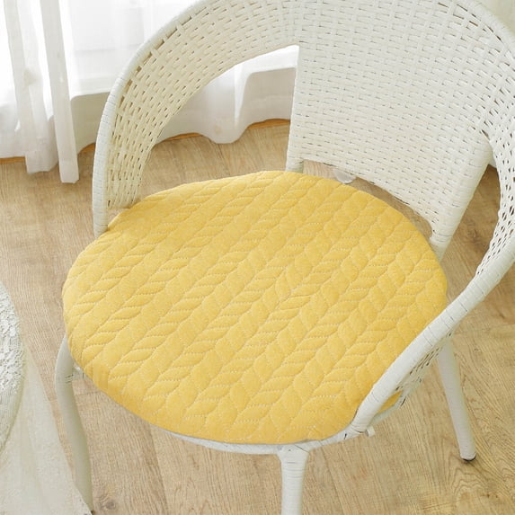 Blueek Round Thickened Chair Cushion for Balcony & Bedroom - Comfortable, No-Slip Seat Pads for Sitting Meditation, 14x14 Inch,Yellow