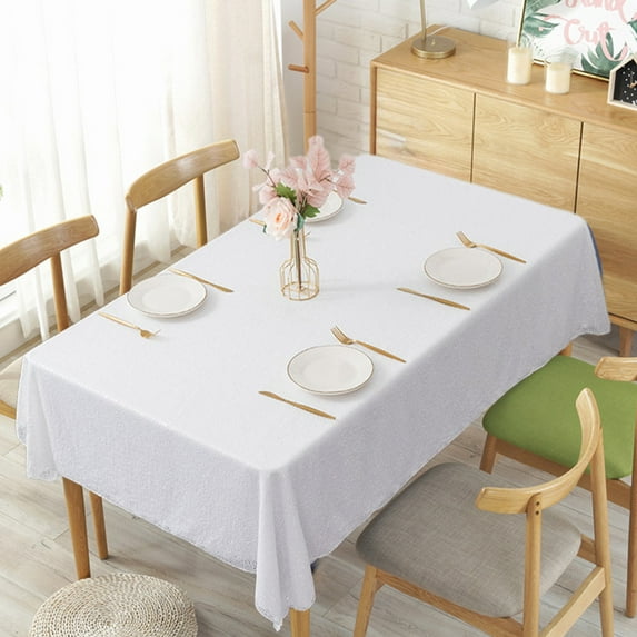 Blueek Shiny Glitter Rectangular Tablecloth for Wedding Parties - Polyester Nylon, Multiple Colors, 47x71 Inches, Ideal Banquet Decor(White,3.9x5.9ft)