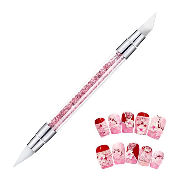 Blueek Silicone Nail Art Beautifying Tool - Dual-Head Carving Pen for Gel and Oil Painting - Portable & Durable Brush, 5.3 Inch