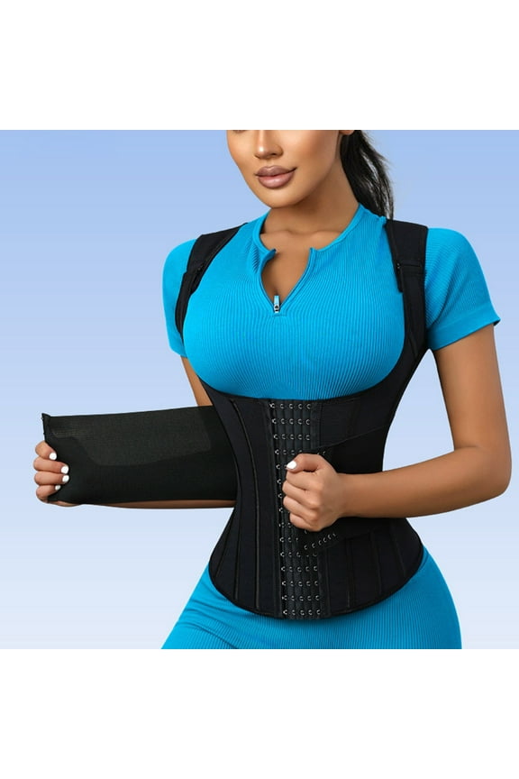 Slimming Postpartum Waist Trainer Nylon U-Shaped Shaping Corset for Flattering Fit(XL),Black