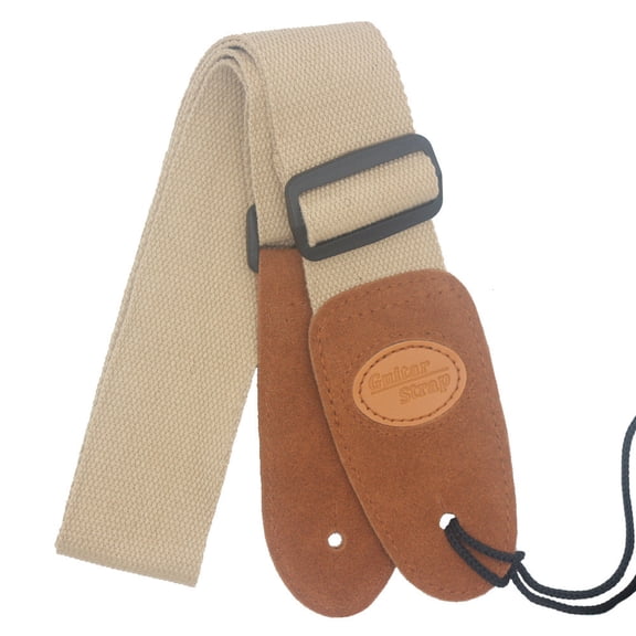 Blueek Soft Cotton Guitar Strap with Leather Ends - Adjustable Length, Comfortable for All Guitars - Perfect for Musicians