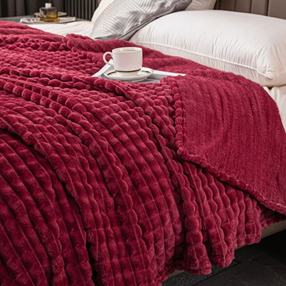 Blueek Solid Color Plush Fuzzy Fleece Throw Blanket Extra Large, Super Soft, Fluffy and Warm Blankets for Couch, Bed, All Season Use (70x78 Inches, Wine)