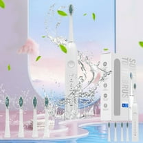 Blueek Sonic Electric Toothbrush for Adults, Rechargeable with 4 Brush Heads, 6 Modes & IPX7 Waterproof, 60-Day Battery Life,White