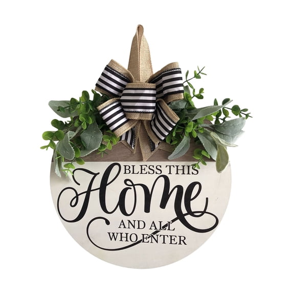 Blueek Spring Front Door Wreath, All Seasons Front Porch Decorations Hanging Gifts for Farm House Home Outdoor Indoor(Welcome)
