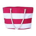 thumbnail image 1 of Blueek Striped Beach Tote Bag for Women - Large Waterproof Pool Bag with Zipper Pocket - Reusable Travel & Grocery Shoulder Bag for Summer(Hot Pink,13x18in), 1 of 7