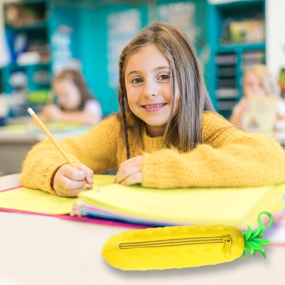 Blueek Student Pencil Case Pencil Bag Student Portable Vegetable Pencil Bag Solid Color Storage Bag