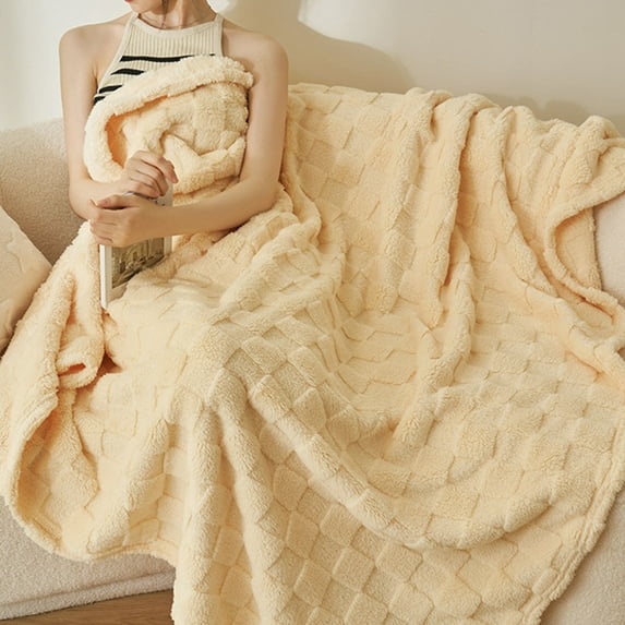 Blueek Thickened Solid Color Throw Blanket for sofa and bed, 100% hand made Pineapple Fleece Beach Blanket, Halloween Nap Blanket 59" x 39"