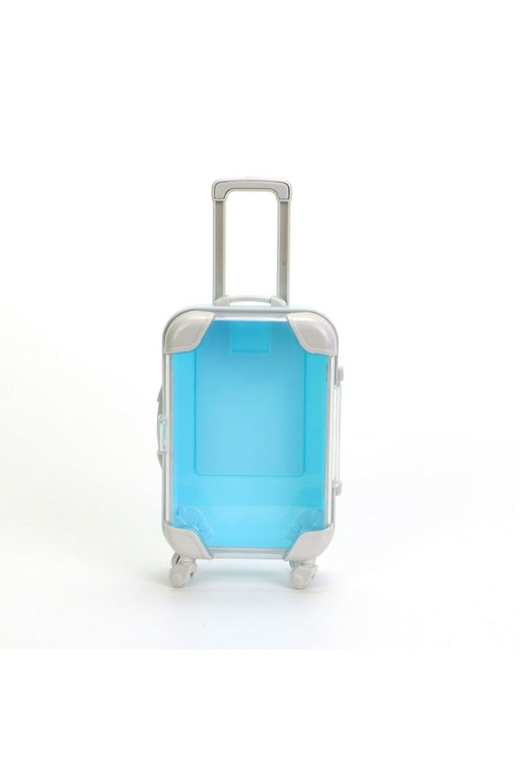 Transparent Mini Suitcase for Travel & Storage, Clear Rolling Trolley Case with Sturdy Handle, Versatile Organizer(Blue)