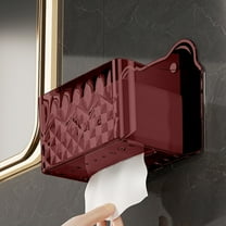 Blueek Transparent Wall Mounted Tissue Storage Box - No Drill Wet Wipes Holder, Multi-Purpose Organizer for Bathroom, Kitchen, and Office,Red