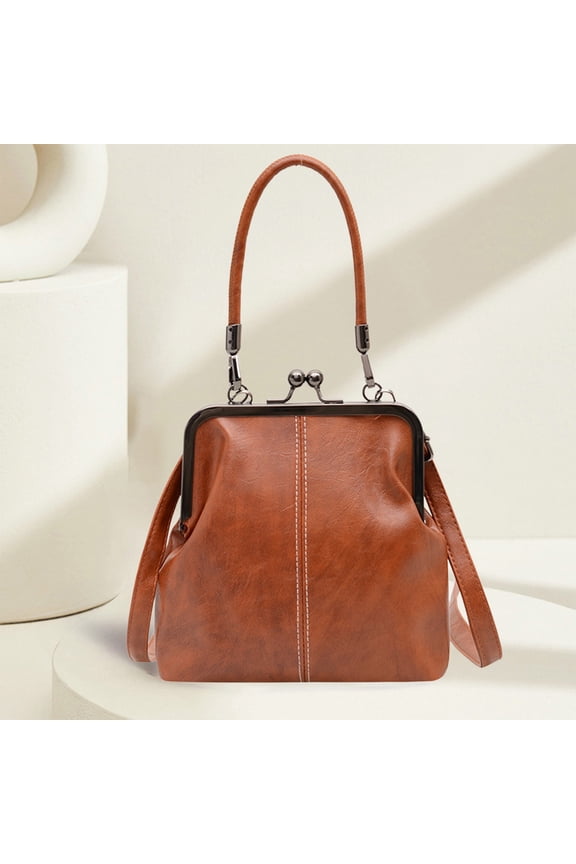 Vintage Inspired Soft Leather Crossbody Shoulder Bag for Women - 8x7 Inch - Spring Nostalgic Design Handbag,Brown