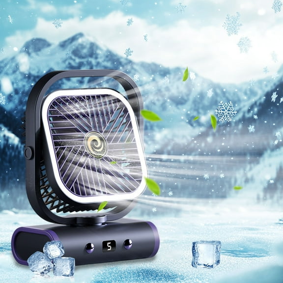 Blueek Wall Mounted USB Rechargeable Fan with Digital Display, 5 Speeds & Quiet Operation - Ideal for Home & ice Use,Blue