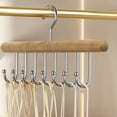 thumbnail image 1 of Blueek Wooden Closet Organizer Belt Rack with 8 Hooks, Multifunction Sturdy Hanger Tie Rack, 11 Inch, Beige, 1 of 8