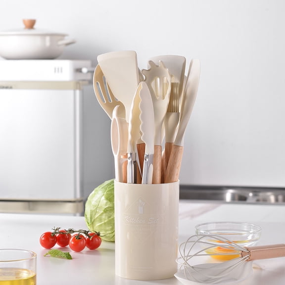 Blueek Wooden Kitchen Utensils Set, 12PCS Wood Handle Spoons for Cooking, Wooden Cooking Kitchenware for Non-stick Pan & Cookware
