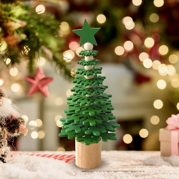 Blueek small Tabletop Christmas Trees, Mini Table Pine Trees with Wooden Base, Artificial Desktop Christmas Trees for Holiday Home Party desk Decorations