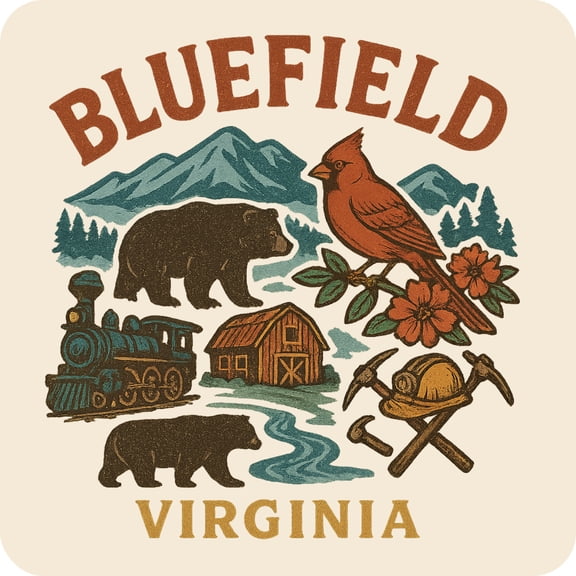 Bluefield Virginia Keepsakes Souvenir Vinyl Sticker – Destination Travel Keepsake Collectible (6-Inches Wide)
