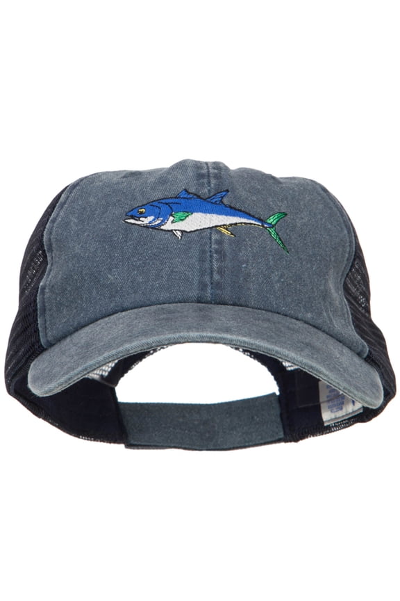 Bluefin Tuna Embroidered Washed Trucker Cap - Navy Navy OSFM