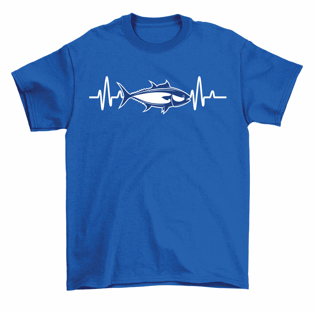 Bluefin Tuna Fish EKG Heartbeat Pulse Deep Sea Fishing T-Shirt Men Women 