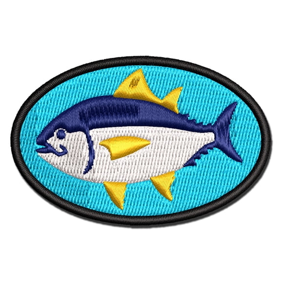Bluefin Tuna Fish Fishing Applique Multi-Color Embroidered Hook & Loop Patch - 3 Inch Medium