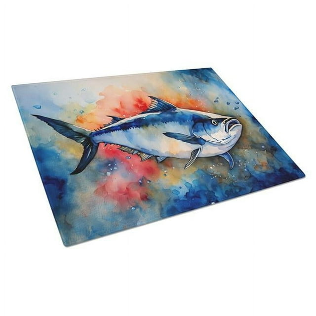 Bluefin Tuna Glass Cutting Board Large 12 in x 15 in