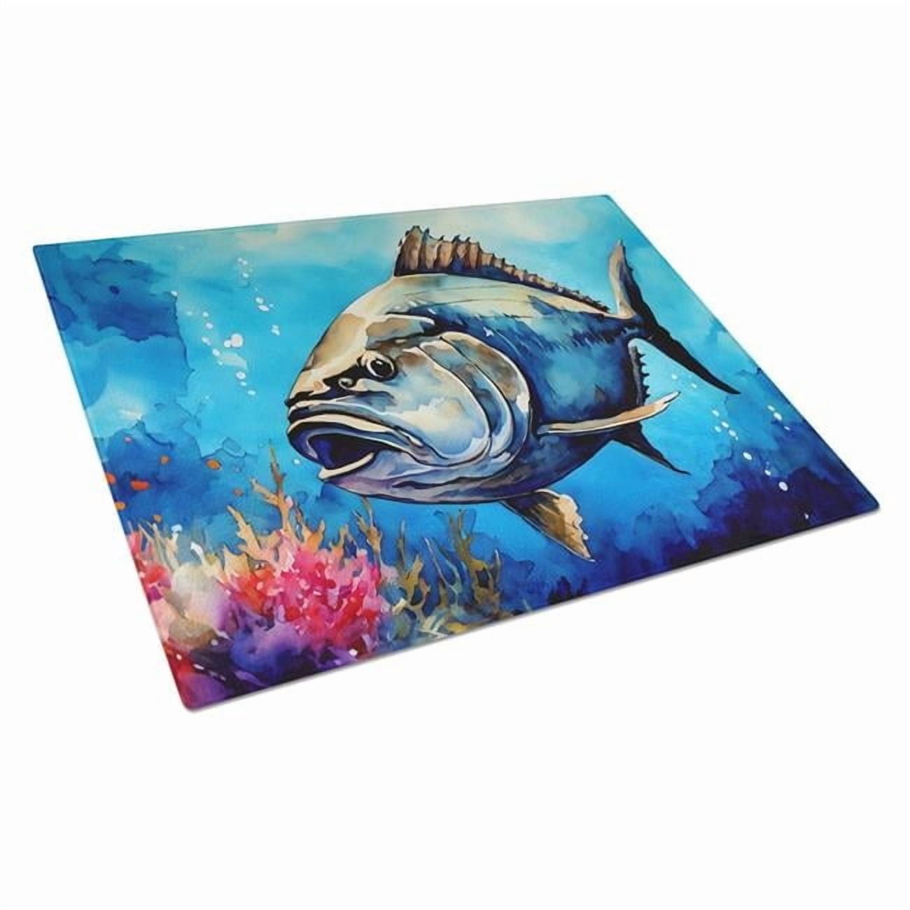 Bluefin Tuna Glass Cutting Board Large 12 in x 15 in