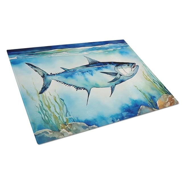 Bluefin Tuna Glass Cutting Board Large 12 in x 15 in