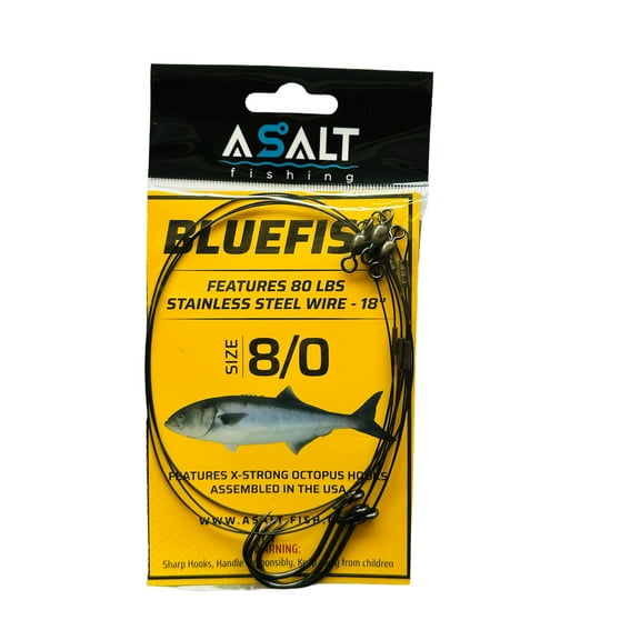 Asalt Fishing Bluefish Rigs With Octopus Hooks Size 8/0 Assembled USA 80 Lbs Wire
