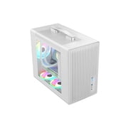 Bluegears b-Pellucid Mini White Gaming MicroATX Case with USB C and Tempered Glass side window.