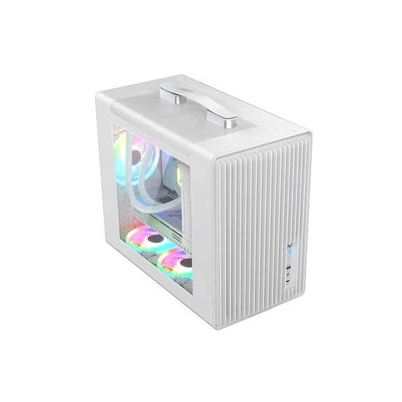 Bluegears b-Pellucid Mini White Gaming MicroATX Case with USB C and Tempered Glass side window.
