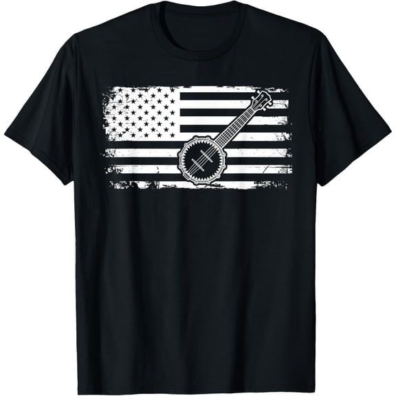 Bluegrass American US Flag Banjo T-Shirt