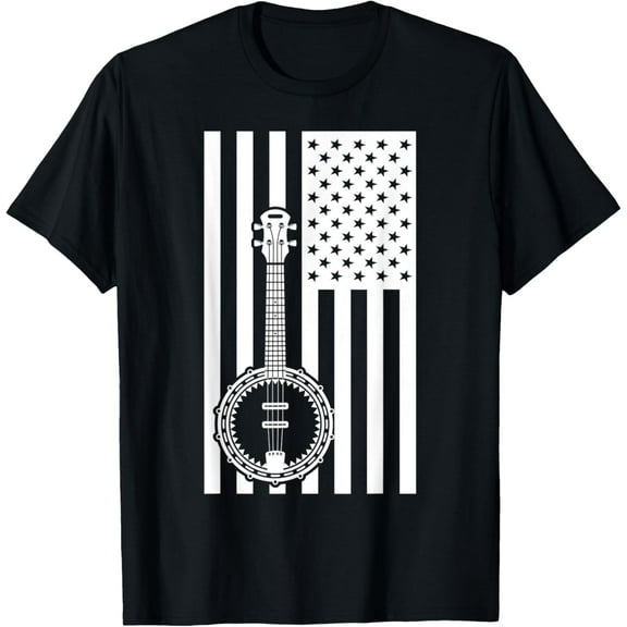 Bluegrass Banjo Music American Us Flag Patriotic T-Shirt