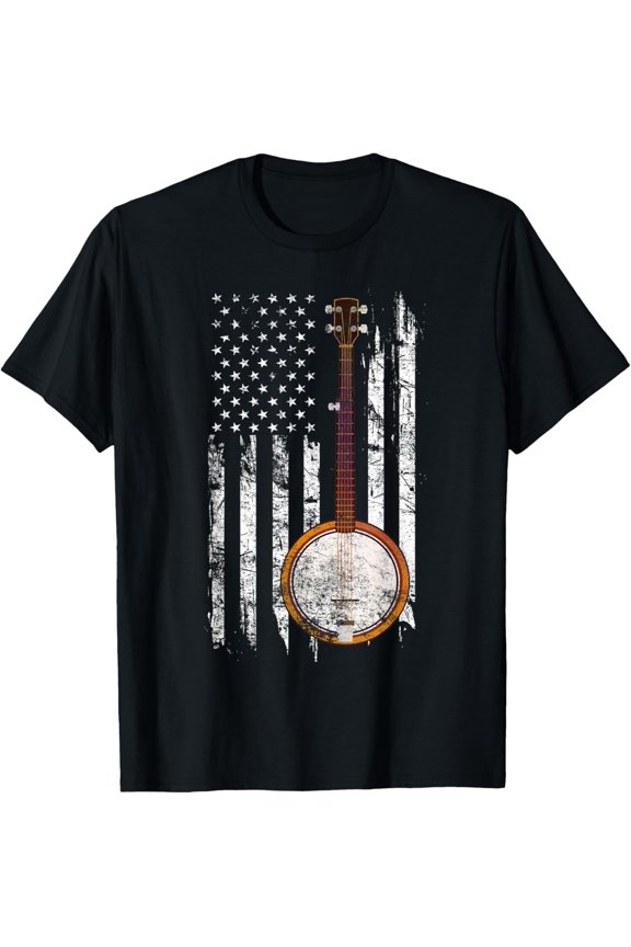 Bluegrass Banjo Shirt - American US Flag Shirt T-Shirt