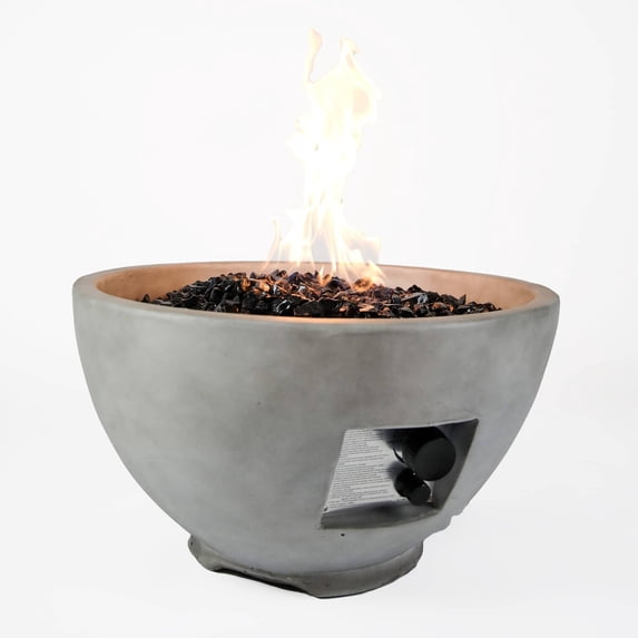 Bluegrass Living 24 Inch Ashwick MGO Propane Fire Pit Table with Glass Beads, Lava Rocks and Cover - Model# HF36177AA-S