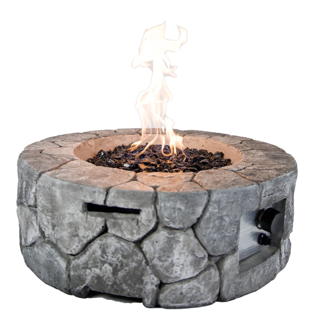 Edinburgh 28" Gray Stone Propane Fire Pit Table