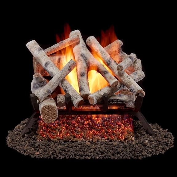 Bluegrass Living Vented Natural Gas Fireplace Log Set - 18 in. Birch Wood, 45,000 BTU, Match Light - Model# BVL18-2