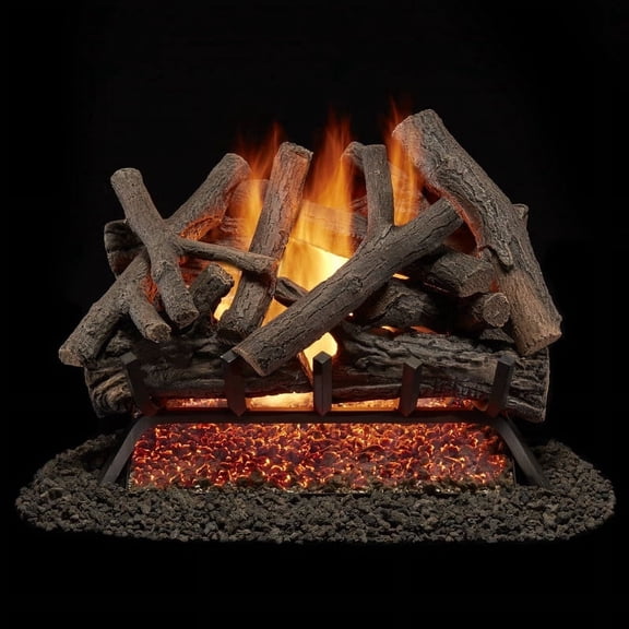 Bluegrass Living Vented Natural Gas Fireplace Log Set - 24 in. Rustic Oak, 55,000 BTU, Match Light - Model# BVL24-3