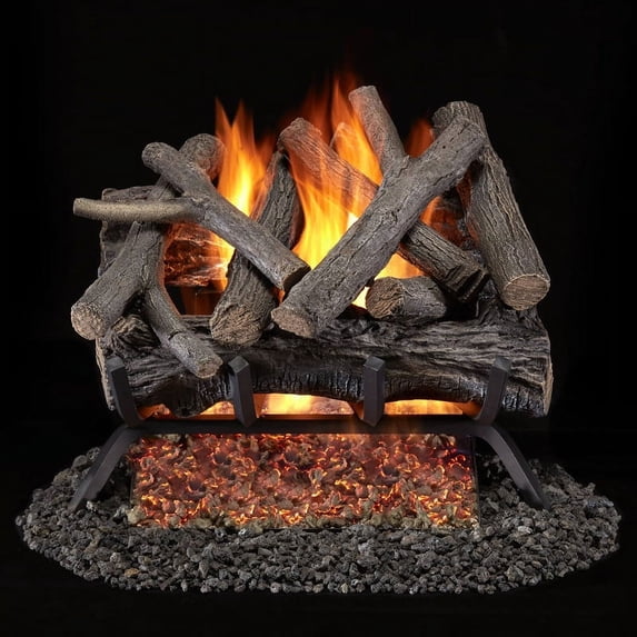 Bluegrass Living Vented Natural Gas Fireplace Log Set With Remote Control Kit - 18 in. Rustic Oak, 45,000 BTU - Model# BVL18-3-RO