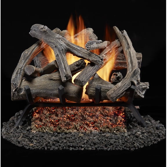 Bluegrass Living Vented Natural Gas or Propane Fireplace Log Set With Remote Control Kit - 18 in. Driftwood, 45,000 BTU - Model# BVL18-1-RO