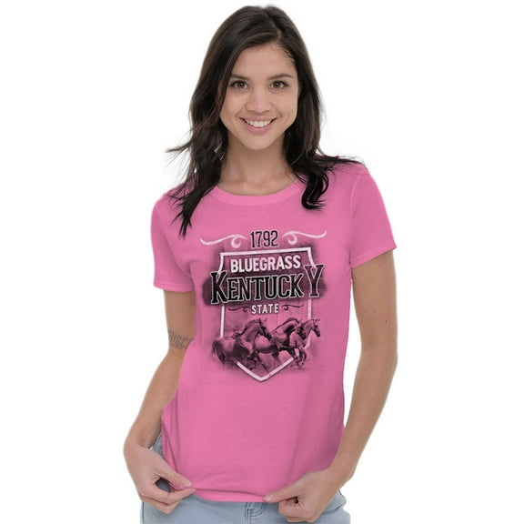 Bluegrass State Kentucky Horse Race Womens Slim Fit Graphic Tee Brisco Brands X