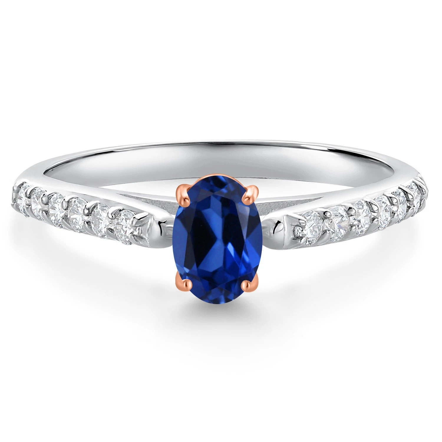 Blueheavenjewels Sterling Silver White Finish Blue Created Sapphire ...