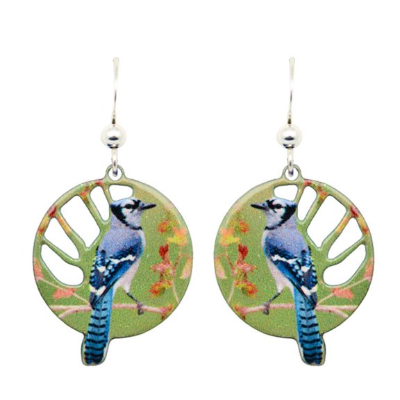 Bluejay Earrings by d'ears Non-Tarnish Sterling Silver French Hook Ear Wire