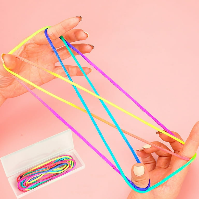 Bluelans 2Pcs Finger String Game Rainbow Color Thread Rope Diverse