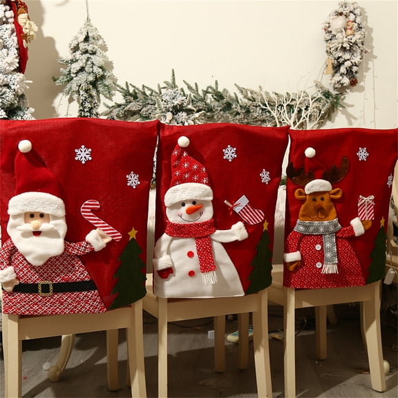 Bluelans Christmas Chair Covers - Red Non-Woven Fabrics Santa Claus Hat Chair Back Covers for Xmas Decor